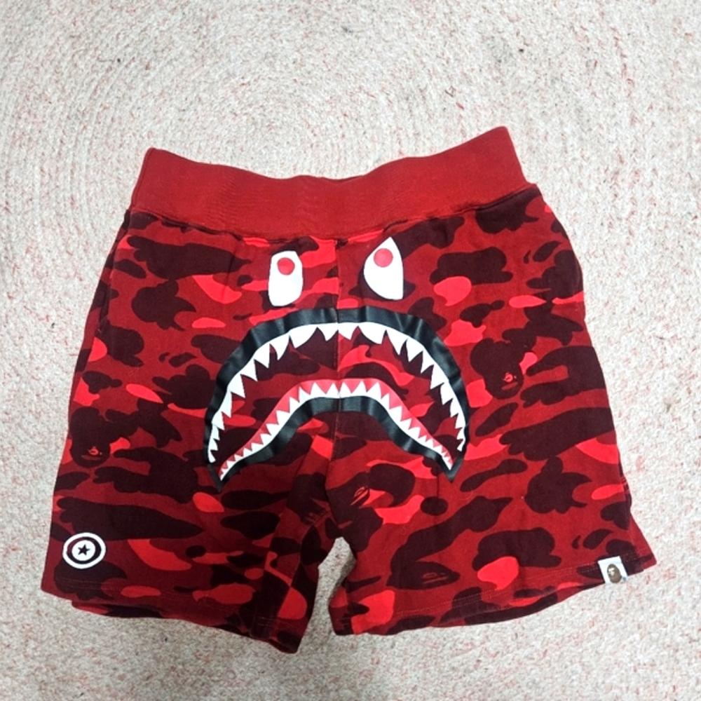 A bathing ape bape shark camo sweat shorts